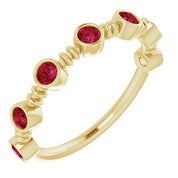 Stackable Bubble Style Gemstone Bezel-Set Rings Series 71895