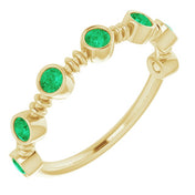 14K Yellow Lab-Grown Emerald Bezel-Set Ring