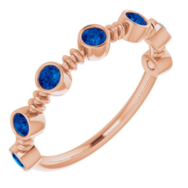 14K Rose Lab-Grown Blue Sapphire Bezel-Set Ring