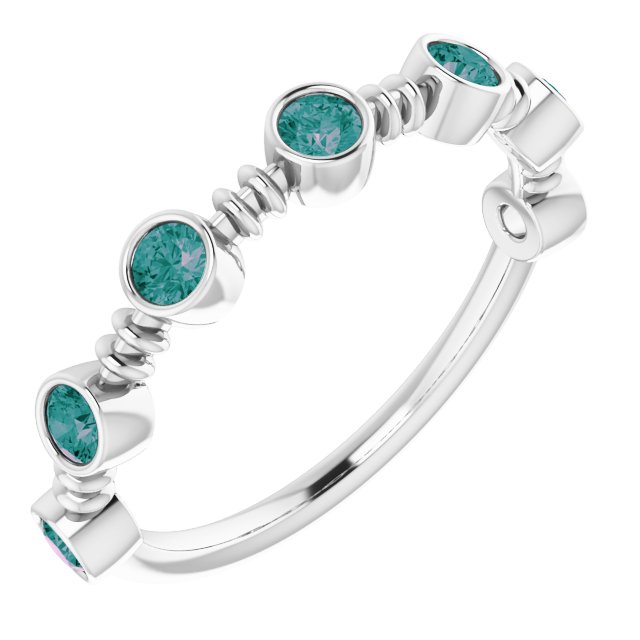Sterling Silver Lab-Grown Alexandrite Bezel-Set Ring