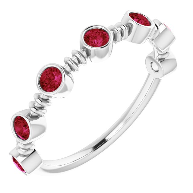 Stackable Bubble Style Gemstone Bezel-Set Rings Series 71895