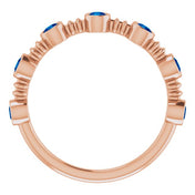 14K Rose Lab-Grown Blue Sapphire Bezel-Set Ring