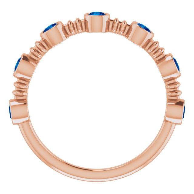 14K Rose Lab-Grown Blue Sapphire Bezel-Set Ring