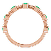14K Rose Lab-Grown Emerald Bezel-Set Ring