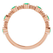14K Rose Lab-Grown Emerald Bezel-Set Ring