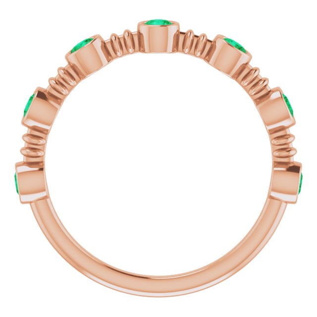 14K Rose Lab-Grown Emerald Bezel-Set Ring