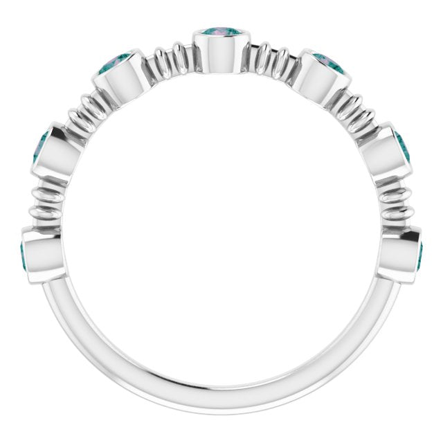 14K White Lab-Grown Alexandrite Bezel-Set Ring
