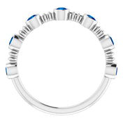 14K White Lab-Grown Blue Sapphire Bezel-Set Ring
