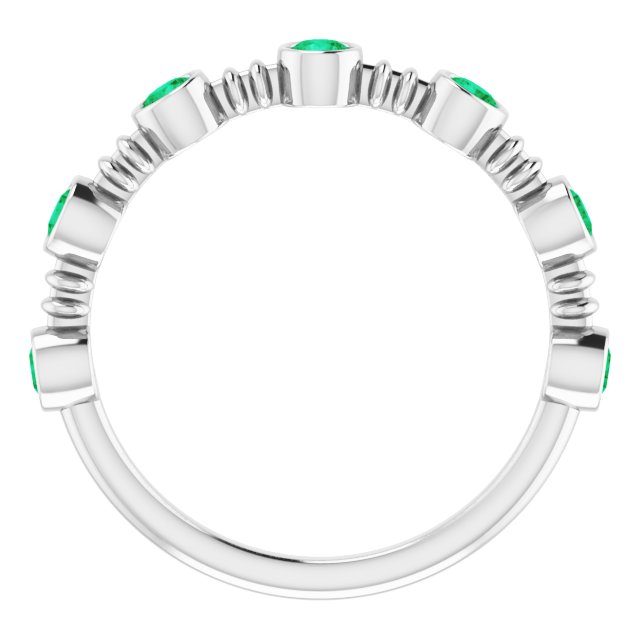 14K White Lab-Grown Emerald Bezel-Set Ring