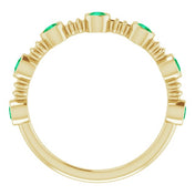 14K Yellow Lab-Grown Emerald Bezel-Set Ring