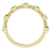 14K Yellow Lab-Grown Emerald Bezel-Set Ring