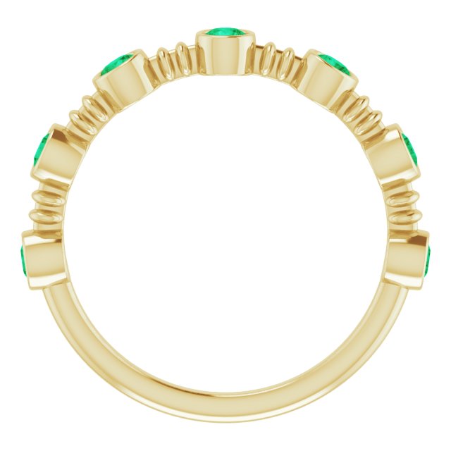 14K Yellow Lab-Grown Emerald Bezel-Set Ring