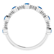 Sterling Silver Lab-Grown Blue Sapphire Bezel-Set Ring