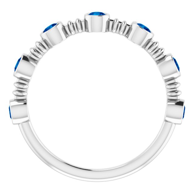 Sterling Silver Lab-Grown Blue Sapphire Bezel-Set Ring