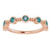 14K Rose Lab-Grown Alexandrite Bezel-Set Ring