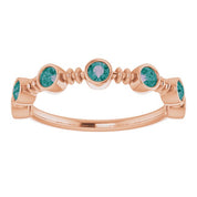 14K Rose Lab-Grown Alexandrite Bezel-Set Ring