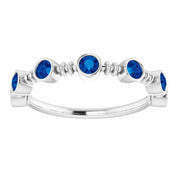 Platinum Lab-Grown Blue Sapphire Bezel-Set Ring