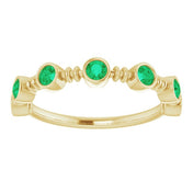 14K Yellow Lab-Grown Emerald Bezel-Set Ring