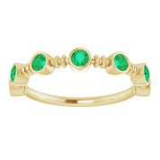 14K Yellow Lab-Grown Emerald Bezel-Set Ring