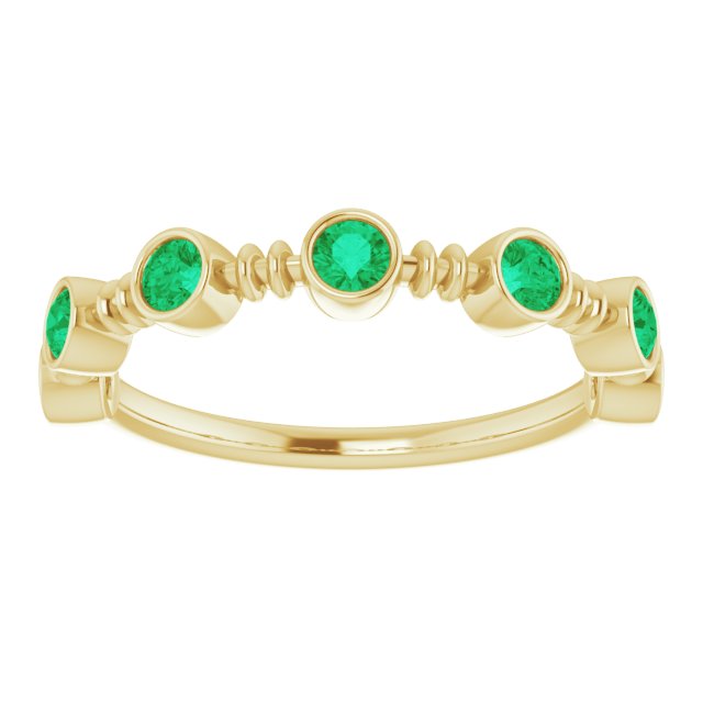 14K Yellow Lab-Grown Emerald Bezel-Set Ring