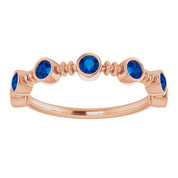 14K Rose Lab-Grown Blue Sapphire Bezel-Set Ring