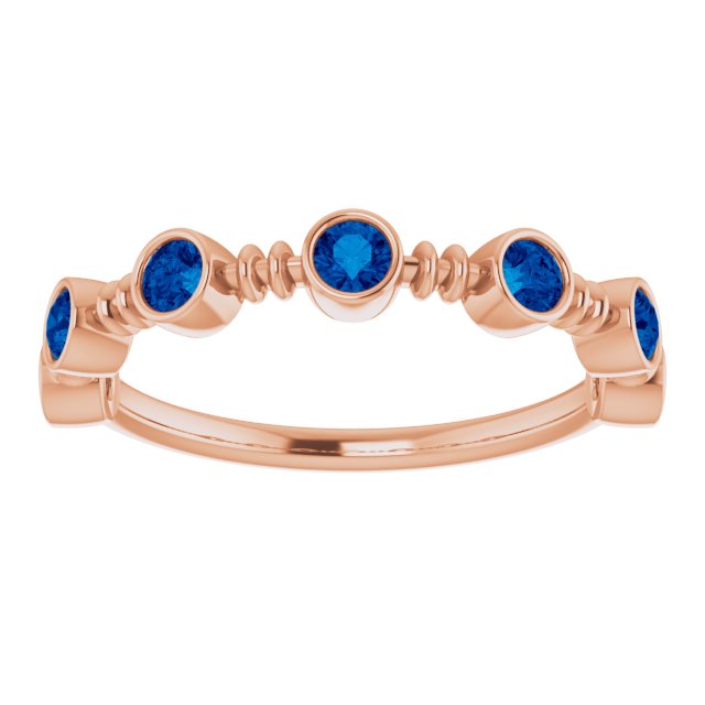 14K Rose Lab-Grown Blue Sapphire Bezel-Set Ring