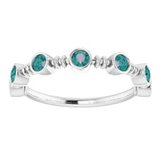 14K White Lab-Grown Alexandrite Bezel-Set Ring