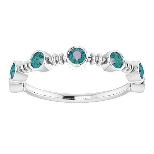 14K White Lab-Grown Alexandrite Bezel-Set Ring