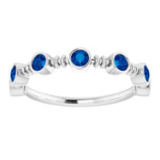 Sterling Silver Lab-Grown Blue Sapphire Bezel-Set Ring