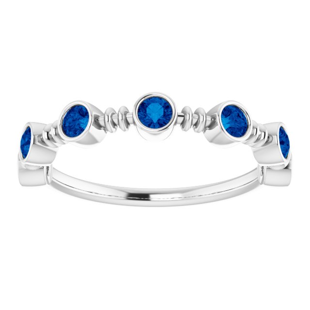 Sterling Silver Lab-Grown Blue Sapphire Bezel-Set Ring