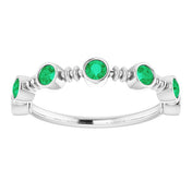 Platinum Lab-Grown Emerald Bezel-Set Ring