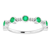 Platinum Lab-Grown Emerald Bezel-Set Ring