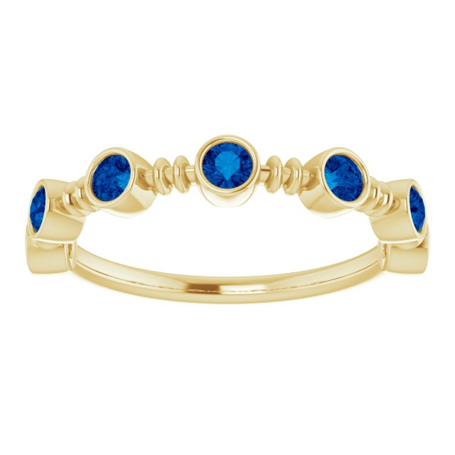 14K Yellow Lab-Grown Blue Sapphire Bezel-Set Ring