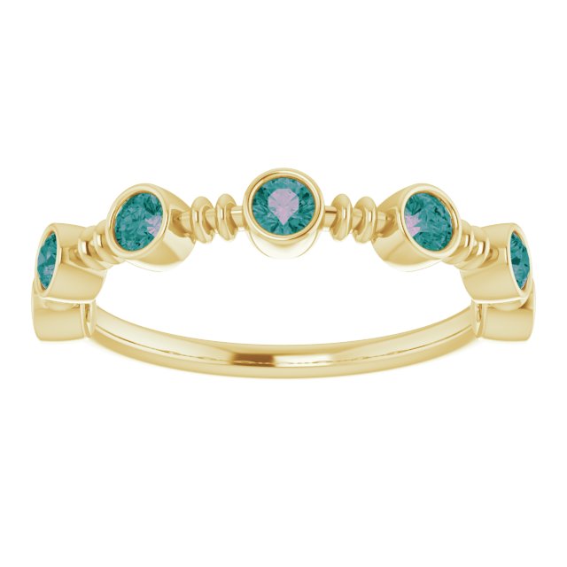 14K Yellow Lab-Grown Alexandrite Bezel-Set Ring