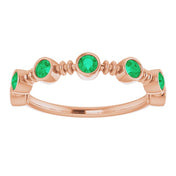 14K Rose Lab-Grown Emerald Bezel-Set Ring