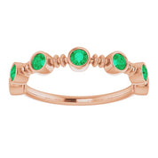 14K Rose Lab-Grown Emerald Bezel-Set Ring