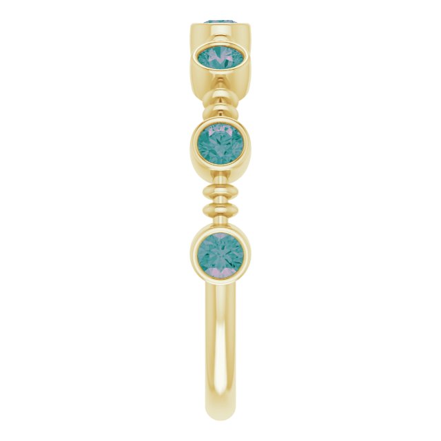 14K Yellow Lab-Grown Alexandrite Bezel-Set Ring