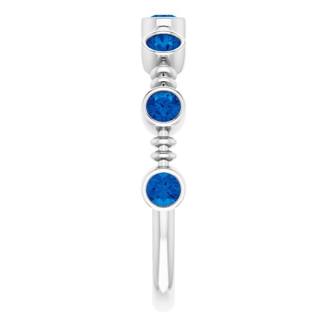 Platinum Lab-Grown Blue Sapphire Bezel-Set Ring