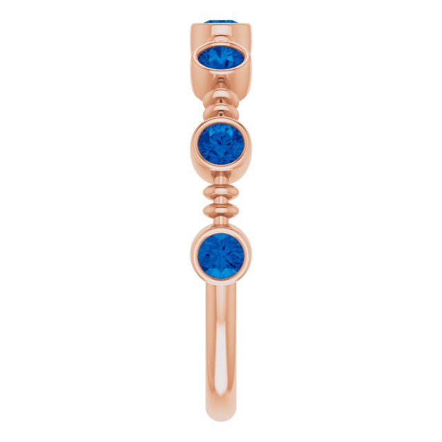 14K Rose Lab-Grown Blue Sapphire Bezel-Set Ring