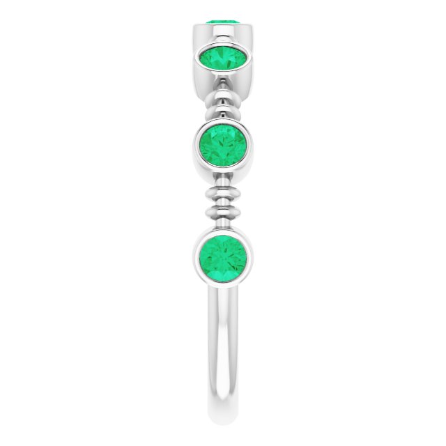 14K White Lab-Grown Emerald Bezel-Set Ring