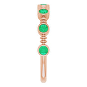 14K Rose Lab-Grown Emerald Bezel-Set Ring
