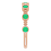 14K Rose Lab-Grown Emerald Bezel-Set Ring