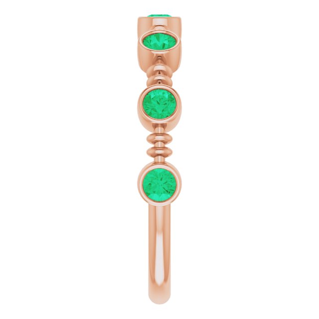 14K Rose Lab-Grown Emerald Bezel-Set Ring