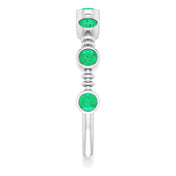 Sterling Silver Lab-Grown Emerald Bezel-Set Ring