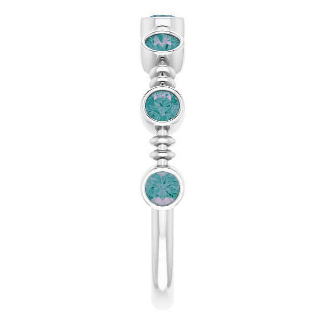 Platinum Lab-Grown Alexandrite Bezel-Set Ring
