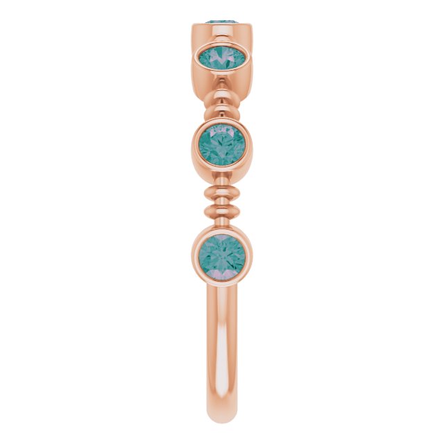 14K Rose Lab-Grown Alexandrite Bezel-Set Ring