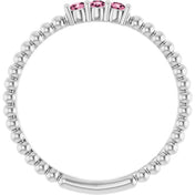 Sterling Silver Natural Pink Tourmaline Beaded Ring