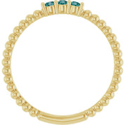 14K Yellow Lab-Grown Alexandrite Beaded Ring