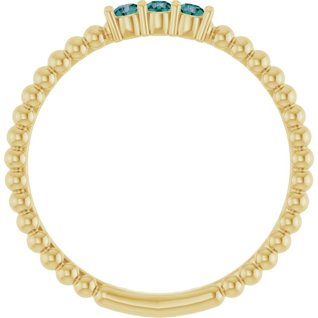 14K Yellow Lab-Grown Alexandrite Beaded Ring