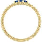 14K Yellow Lab-Grown Blue Sapphire Beaded Ring